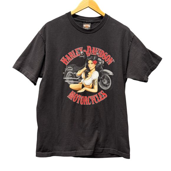 Harley-Davidson T-Shirt Mens Large Black LYNCHBURG TN Pin Up Girl Motorcycle - Picture 1 of 6